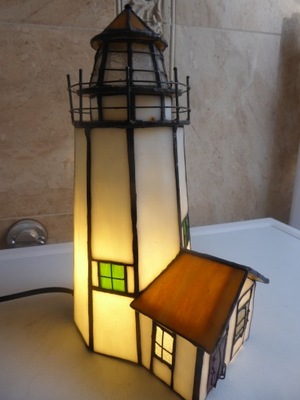 Piękna witrażowa lampka Latarnia Morska polecam