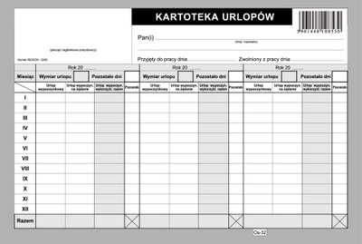KARTOTEKA URLOPÓW