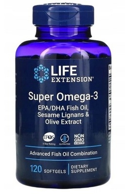 LIFE EXTENSION Super Omega-3 EPA/DHA 120CAPS ZROWE SERCE KWASY OMEGA-3