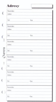 WKŁAD DO ORGANIZERA ST ADRESY ANTRA, ANTRA