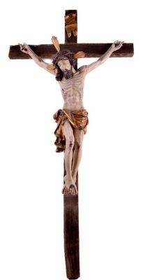 Duży krzyż Chrystus na krzyżu I poł XX wieku 144 cm