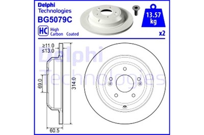 DELPHI DISCOS DE FRENADO 2 PIEZAS KIA STINGER  