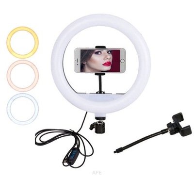 LAMPA PIERŚCIENIOWA RING 30cm 12" UCHWYT TELEFON