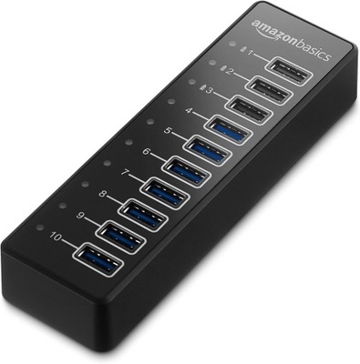 Amazon Basics Hub USB-A 3.1 z 10 portami i zasilaczem – 65 W (20 V/3,25 A)