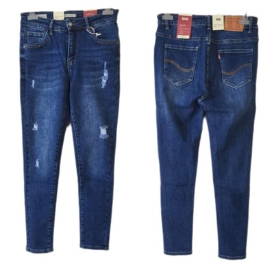 Spodnie jeansowe, jeansy M.Sara Skinny z przetarciami r. 34