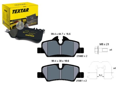 Textar 2598001 набор тормозных колодок тормозных, тормоза дисковые фото №1