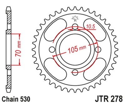 JT ЗУБЧАТКА ЗАДНЯЯ 278 37 HONDA CB 250 '73-77',CJ 25