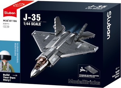 KLOCKI - SAMOLOT MYŚLIWIEC J-35 S STEALTH AIRCRAFT - 838 EL - 1:44 - SLUBAN