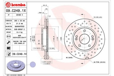 ДИСК ТОРМОЗНОЙ BREMBO 09.C249.1X