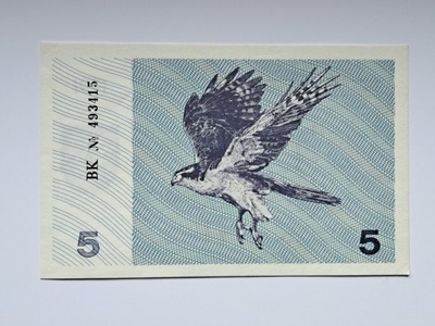 Litwa 5 talonas 1991 rok. Seria BK - UNC !!! - RZADKI !!!