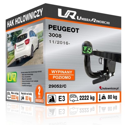 Hak holowniczy Peugeot 3008 II, 11/2016-
