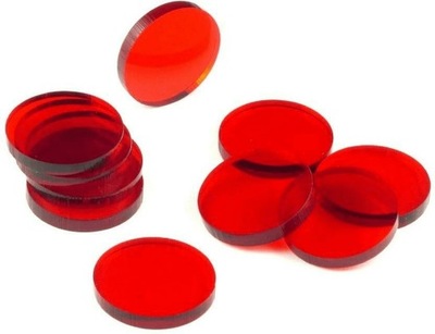 Znaczniki akryl czerwone okrągłe 22x3mm