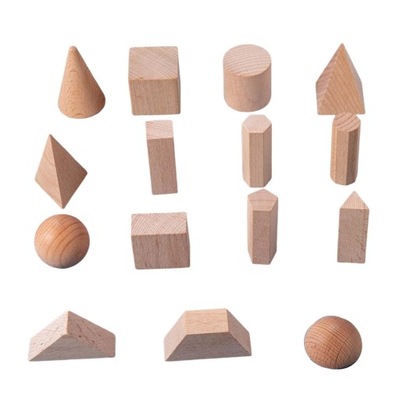 15x Nauka sortowania brył geometrycznych z drewna