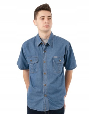 Koszula Męska Jeans z Krótkim Rękawem 8065-01 r M