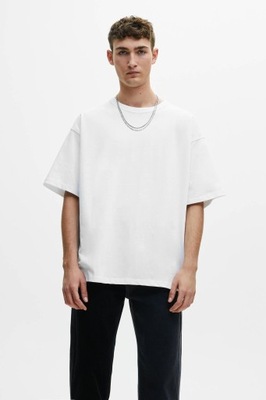 PULL & BEAR BIAŁY T-SHIRT OVERSIZE BASIC LE6 NH2__XL