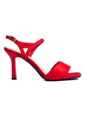 Czerwone damskie sandały na szpilce Sergio Leone r.40