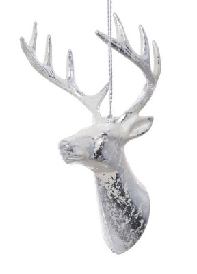 Poroże jelenia biało srebrne zawieszka ozdoba 13cm