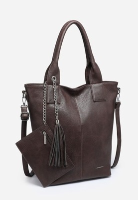 Modna Stylowa Torebka Damska LUIGISANTO Brązowa Shopper Chwost