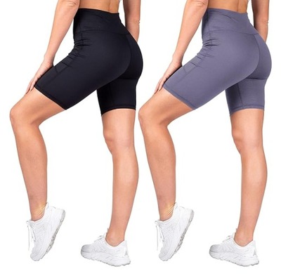 Kolarki Legginsy z Wysokim Stanem Fit Getry Sportowe XL/XXL ZESTAW 2PAK 42