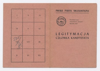 Legitymacja Polska Partia Socjalistyczna 1947. (4)