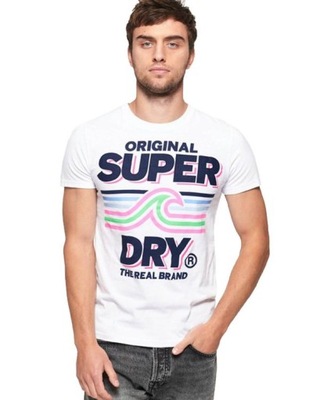 SUPERDRY BIAŁY T-SHIRT NADRUK (L)