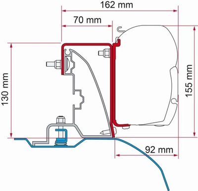 Adapter do markizy F45s Kit Ducato/Jumper/Boxer H2 >2006 Roof Rail - Fia