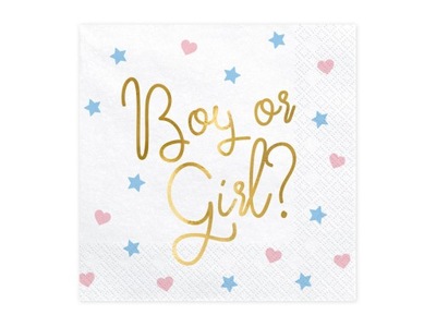 Serwetki BOY OR GIRL? baby shower 33x33cm 20szt