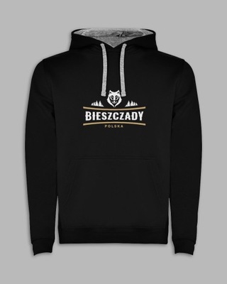 BLUZA Z KAPTUREM - BIESZCZADY Czarny M