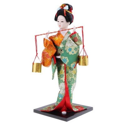 Wykwintna japońska figurka lalki kimono gejsza