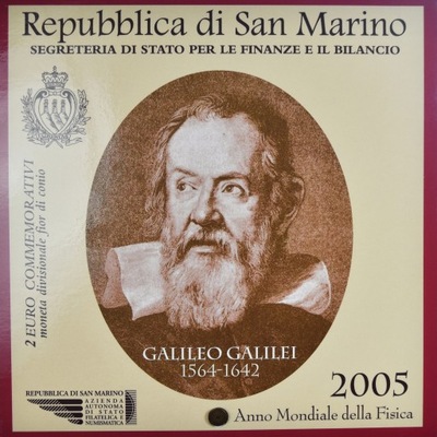 San Marino, 2 Euro, Galileo Galilei, 2005, Rome, M