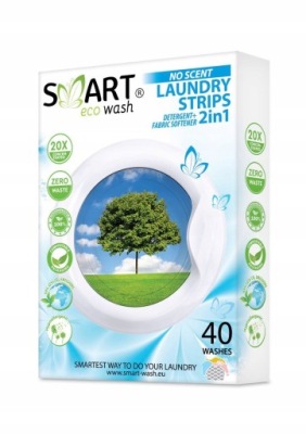 Ekologiczne LISTKI do PRANIA 2w1 zapach neutralny SMART ECO WASH 40 prań