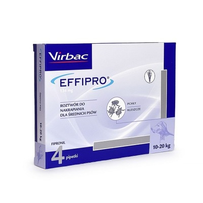 VIRBAC Effipro Spot-On dla średnich psów M 4 PIPETY KROPLE NA KLESZCZE