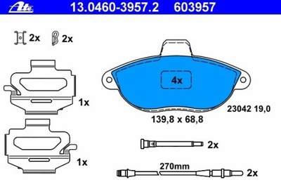 КОЛОДКИ ПЕРЕД FIAT SCUDO 96-, CITROEN EVASION 94-