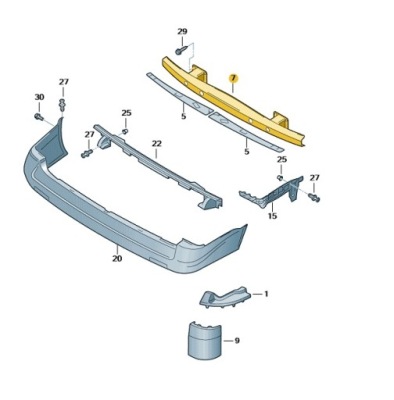 Балка бампера задняя vw transporter t5 t6 оригинал фото №1