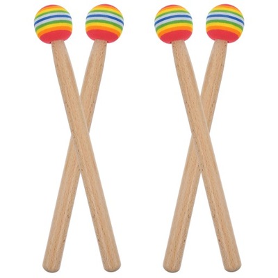 Lollipop Drum Mini Toys Kids Wood Sticks 4 Pcs