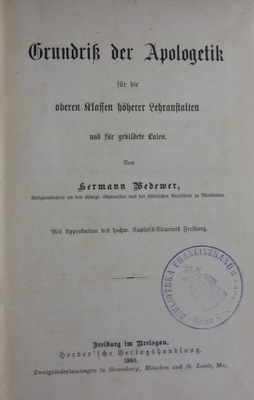 Grundriss der Apologetik. 1880 r.