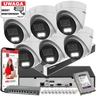 MONITORING DOMU KAMERY IP HIKVISION 8 mpx ZESTAW MONITORINGU IP POE apka