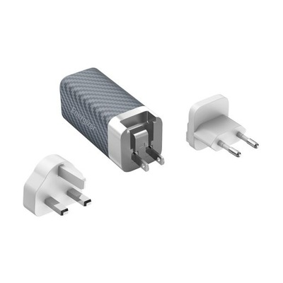 Ładowarka Sieciowa Energizer Multiplug EU/UK/US GaN USB-C i USB-A 65W PD