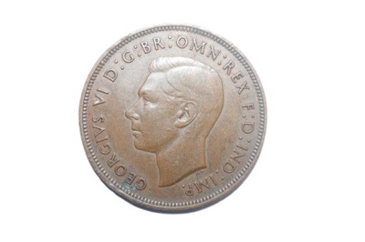 WIELKA BRYTANIA One Penny 1937 r. JERZY VI Moneta 1 PENS (E0120-6)
