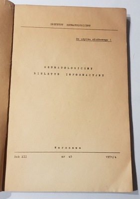 REUMATOLOGICZNY BIULETYN INFORMACYJNY 1971