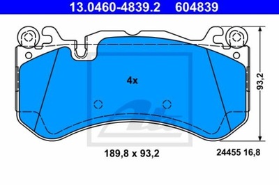 ATE 13.0460-4839.2 PADS BRAKE FRONT W166 W204 W212 W222 X218 R230  