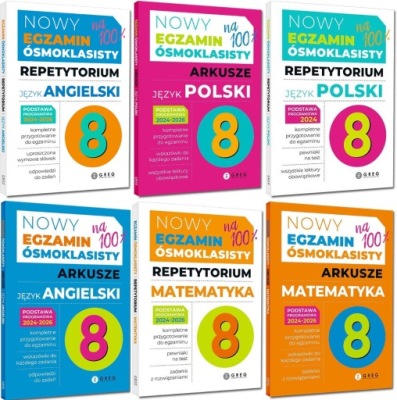 EGZAMIN ÓSMOKLASISTY REPETYTORIUM+ ARKUSZE JĘZYK POLSKI+ MATEMATYKA+ ANGIEL