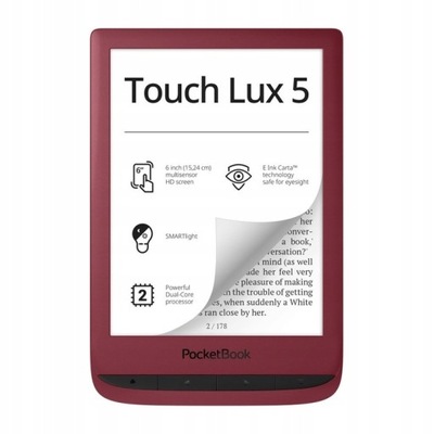 USZKODZONY Czytnik PocketBook Touch Lux 5 8 GB 6 " czerwony U1D167