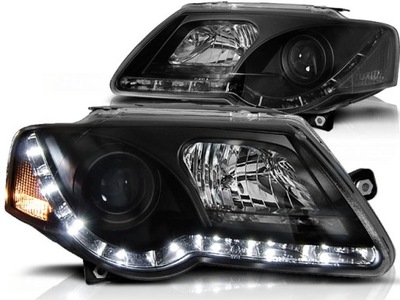 ФОНАРИ VW PASSAT B6 05-10 DAYLIGHT BLACK +МОТОРЧИКИ