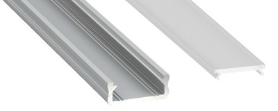 Profil aluminowy płaski D 2m Srebrny z kloszem