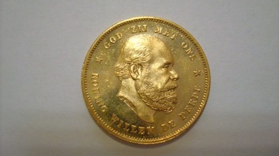 Moneta 10 guldenów Niderlandy 1877 piękny stan