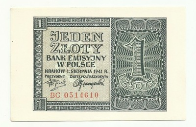1 złoty 1941 seria BC stan I/-I