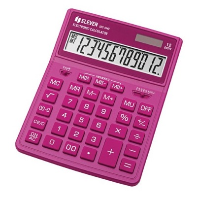 Eleven Kalkulator SDC444XRPKE, różowa, biurkowy, 12 miejsc, podwójne zasila