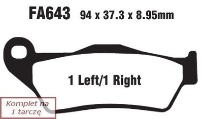 КОЛОДКИ ТОРМОЗНЫЕ EBC FA643V V-PAD (КОМПЛЕКТ. NA 1 ДИСКИ ТОРМОЗНЫЕ), EBC, FA643V.