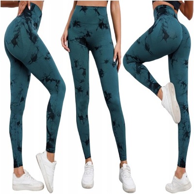LEGGINSY DAMSKIE TURKUSOWE PUSH UP WYSOKI STAN L